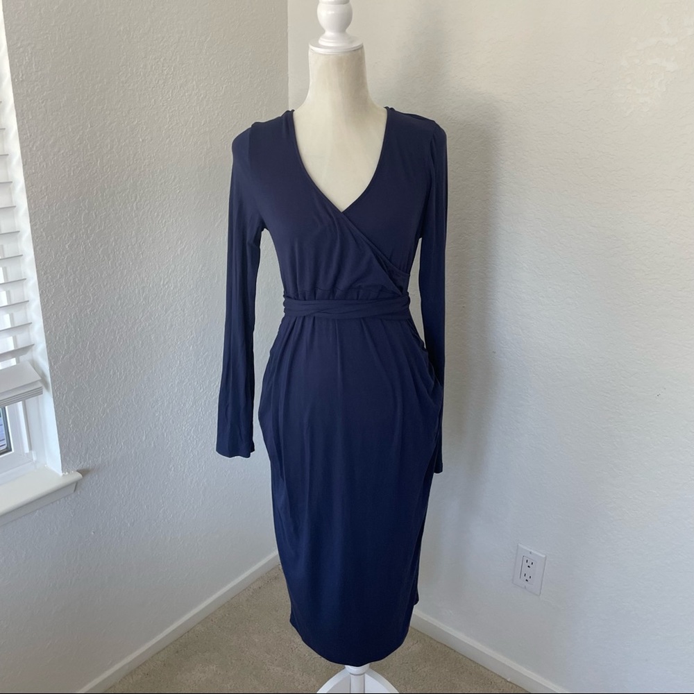 Maternity Navy Wrap Dress